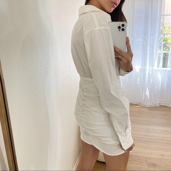 LAST • Girl Boss Front Drawstring Ruched Shirt Dress - Picture 9 of 9